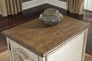 Realyn White/Brown Chairside End Table - Gate FurnitureEnd Table Chair Side