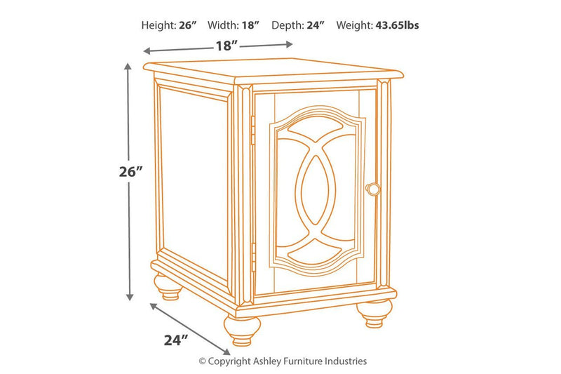 Realyn White/Brown Chairside End Table - Gate FurnitureEnd Table Chair Side