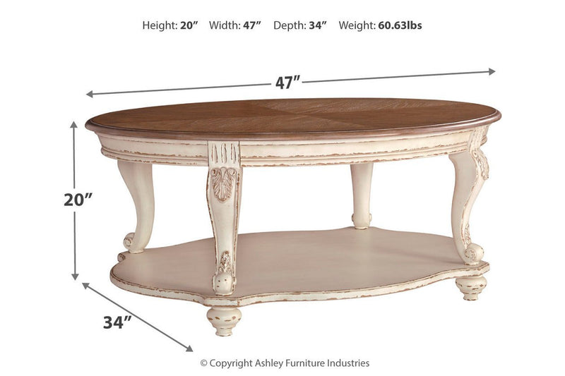 Realyn White/Brown Coffee Table - Gate FurnitureCoffee Table