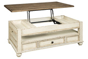 Realyn White/Brown Coffee Table with Lift Top - Gate FurnitureCoffee Table