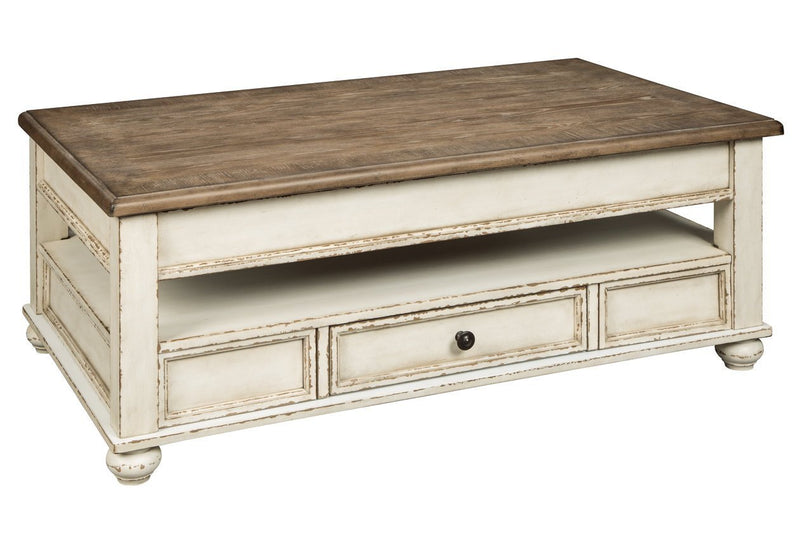 Realyn White/Brown Coffee Table with Lift Top - Gate FurnitureCoffee Table