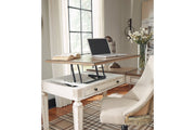 Realyn White/Brown Home Office Lift Top Desk - Gate FurnitureOffice Desks