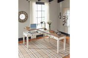Realyn White/Brown Home Office Lift Top Desk - Gate FurnitureOffice Desks
