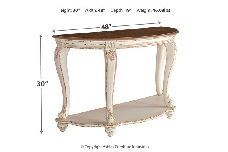 Realyn White/Brown Sofa Table - Gate FurnitureSofa Table