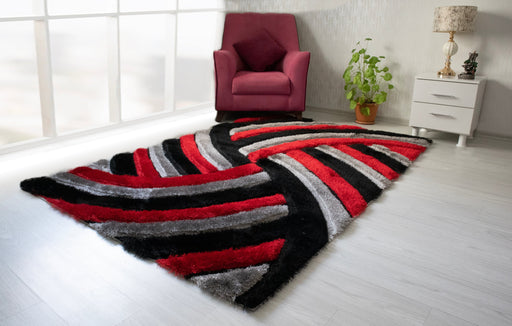 3D Shaggy GRAY-RED Area Rug - 3D333 - 3D333-GRY/RED-57