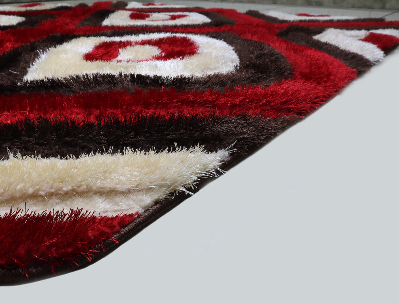 3D Shaggy BROWN-RED Area Rug - 3D151 - 3D151-BRW/RED-57