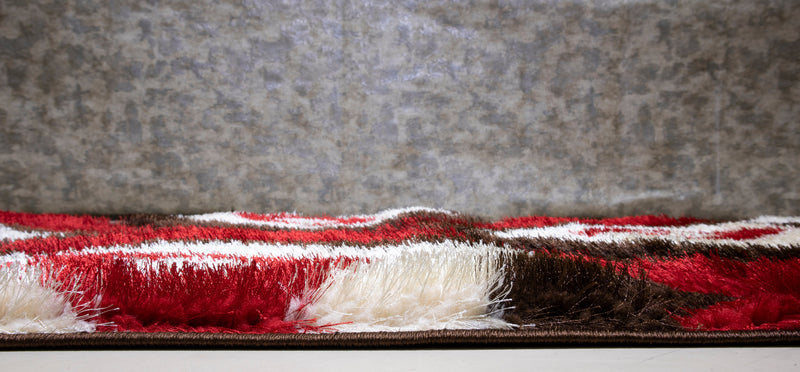 3D Shaggy BROWN-RED Area Rug - 3D151 - 3D151-BRW/RED-57