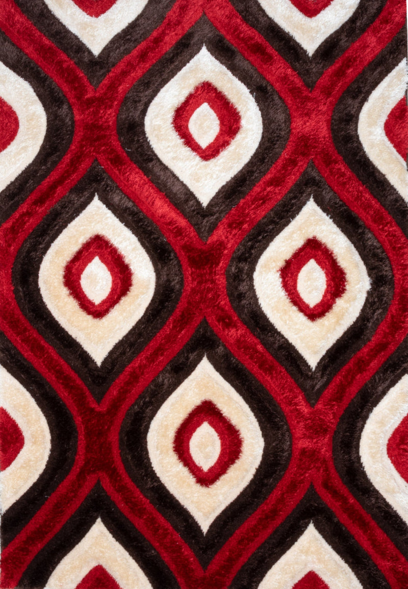 3D Shaggy BROWN-RED Area Rug - 3D151 - 3D151-BRW/RED-57