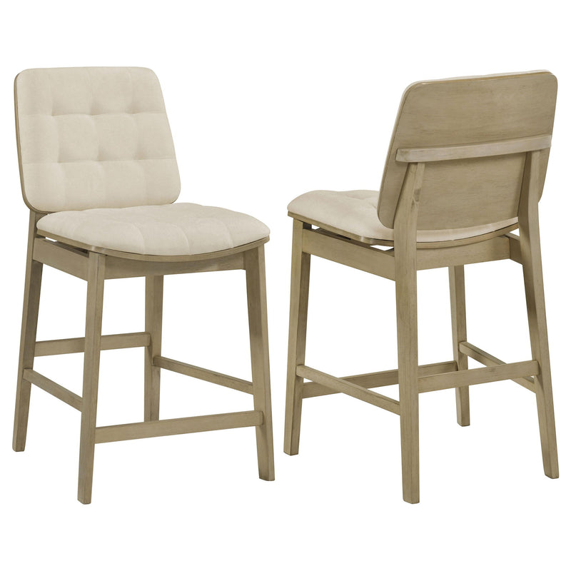 Redbridge Upholstered Counter Chair Cream and Natural Oak (Set of 2) - 193959NAT