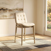 Redbridge Upholstered Counter Chair Cream and Natural Oak (Set of 2) - 193959NAT
