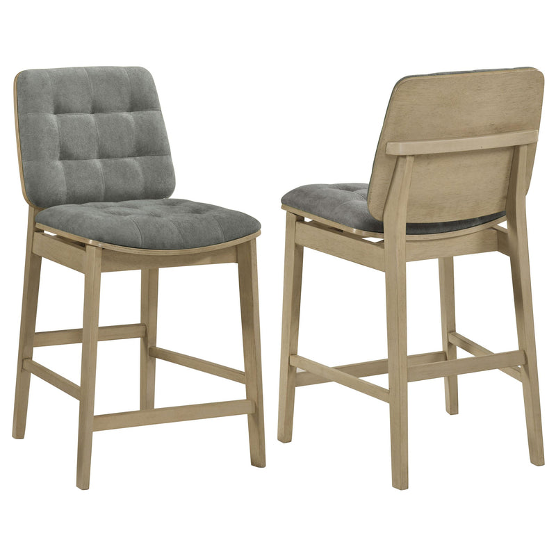 Redbridge Upholstered Counter Chair Grey and Natural Oak (Set of 2) - 193969NAT