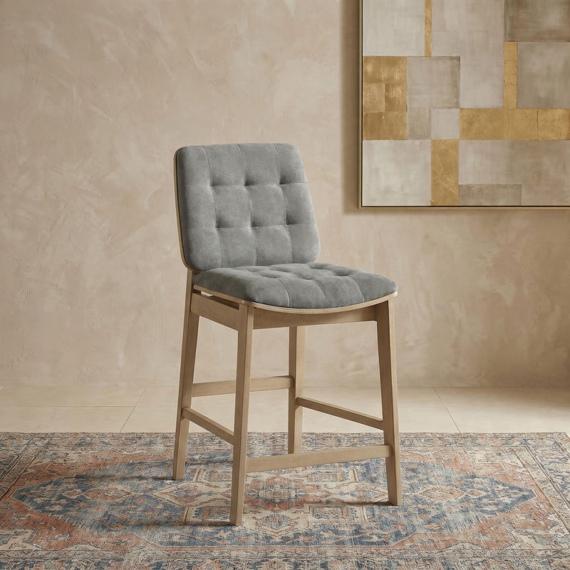 Redbridge Upholstered Counter Chair Grey and Natural Oak (Set of 2) - 193969NAT