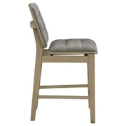 Redbridge Upholstered Counter Chair Grey and Natural Oak (Set of 2) - 193969NAT
