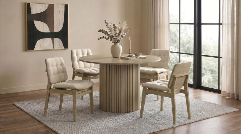 Redbridge Upholstered Side Chair Cream and Natural Oak (Set of 2) - 193952NAT