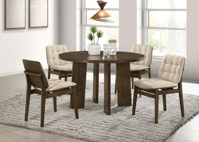 Redbridge Upholstered Side Chair Cream and Walnut (Set of 2) - 193952WAL
