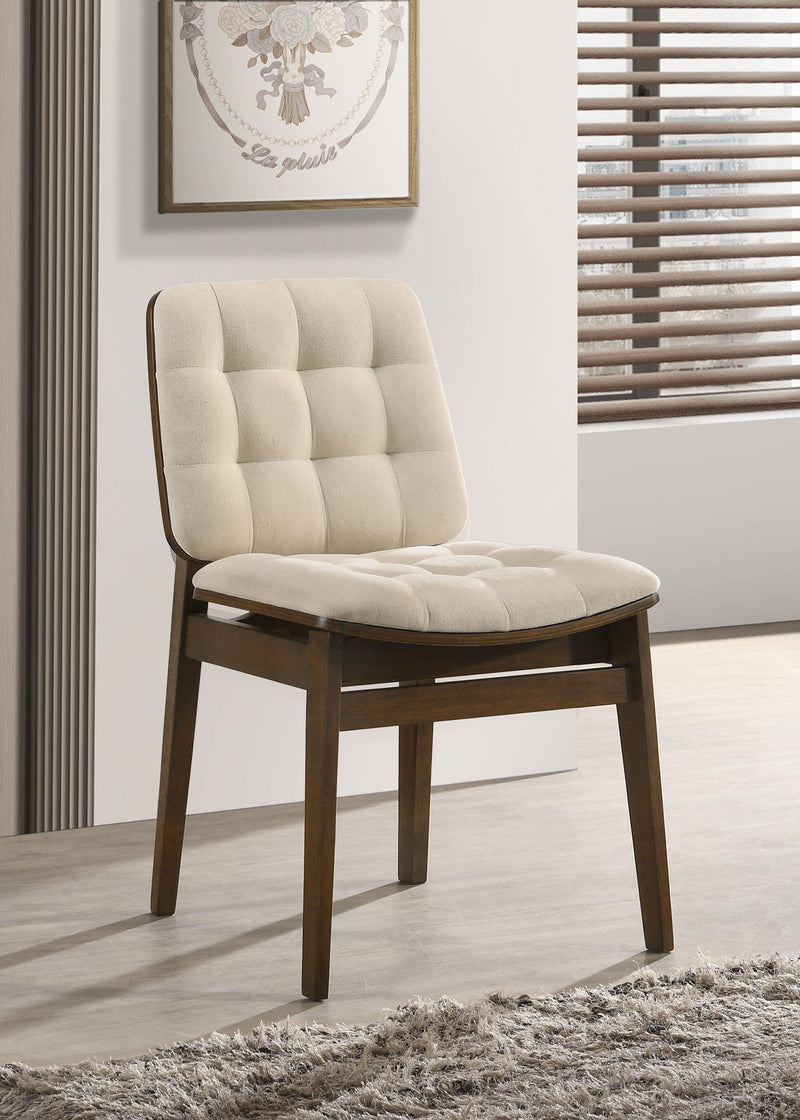 Redbridge Upholstered Side Chair Cream and Walnut (Set of 2) - 193952WAL