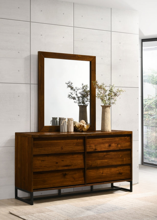 Reed Wood Frame Mirror in Antique - Reed-M