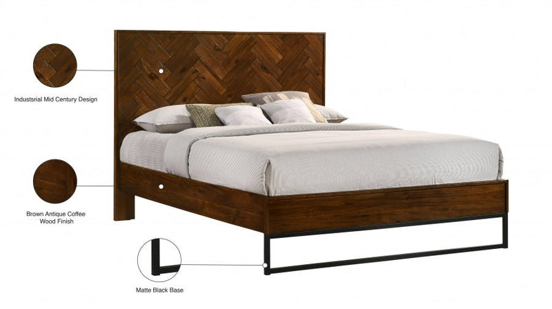 Reed Wood King Bed (3 Boxes) in Brown - Gate FurnitureKing Bed