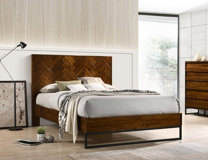 Reed Wood King Bed (3 Boxes) in Brown - Gate FurnitureKing Bed
