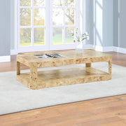 Reeves Solid Wood And Burl Veneer Coffee Table in Beige - 99068Burl-CT