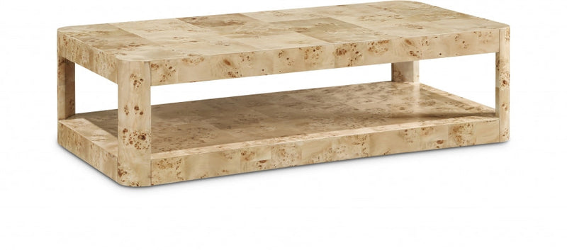 Reeves Solid Wood And Burl Veneer Coffee Table in Beige - 99068Burl-CT