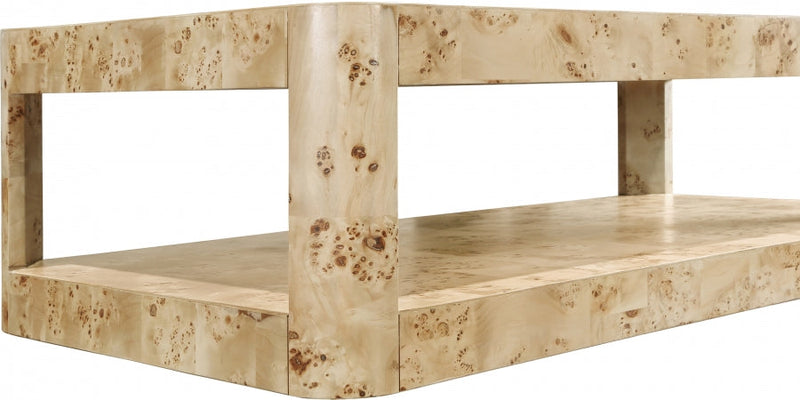 Reeves Solid Wood And Burl Veneer Coffee Table in Beige - 99068Burl-CT