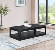 Reeves Solid Wood And Burl Veneer Coffee Table in Black - 99068Black-CT