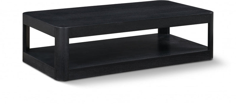 Reeves Solid Wood And Burl Veneer Coffee Table in Black - 99068Black-CT