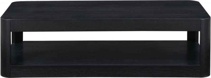 Reeves Solid Wood And Burl Veneer Coffee Table in Black - 99068Black-CT