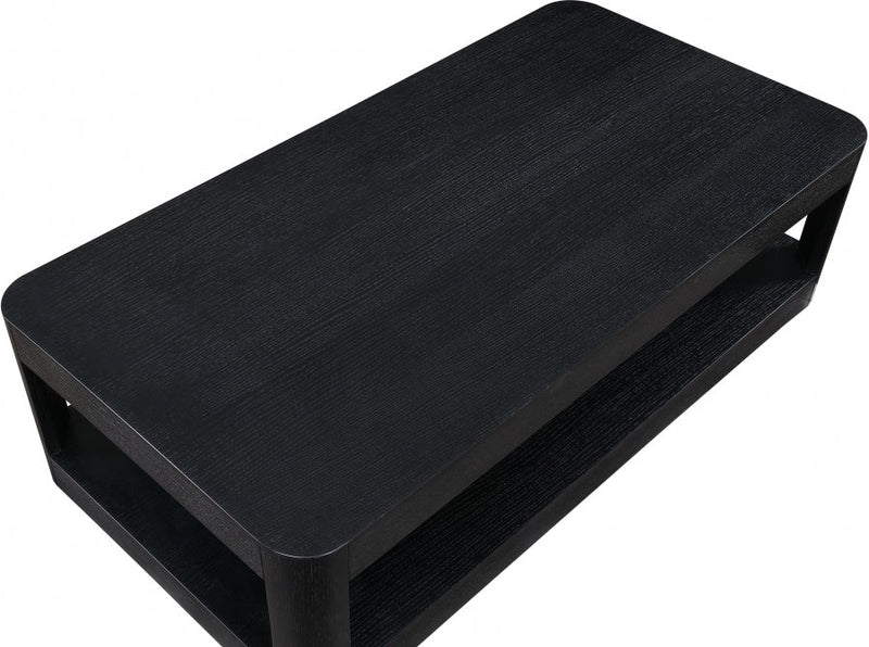 Reeves Solid Wood And Burl Veneer Coffee Table in Black - 99068Black-CT