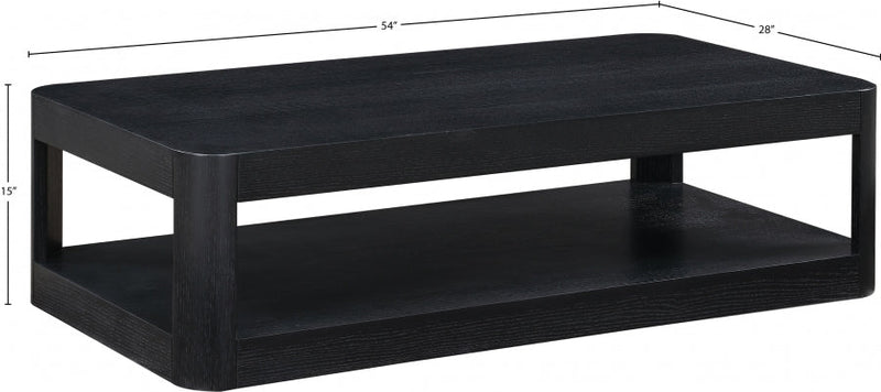 Reeves Solid Wood And Burl Veneer Coffee Table in Black - 99068Black-CT