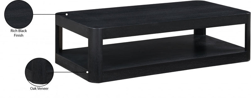 Reeves Solid Wood And Burl Veneer Coffee Table in Black - 99068Black-CT