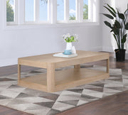 Reeves Solid Wood And Burl Veneer Coffee Table in Natural - 99068Oak-CT