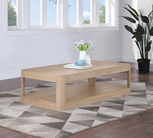 Reeves Solid Wood And Burl Veneer Coffee Table in Natural - 99068Oak-CT