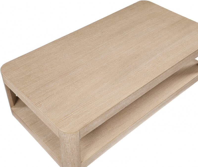 Reeves Solid Wood And Burl Veneer Coffee Table in Natural - 99068Oak-CT