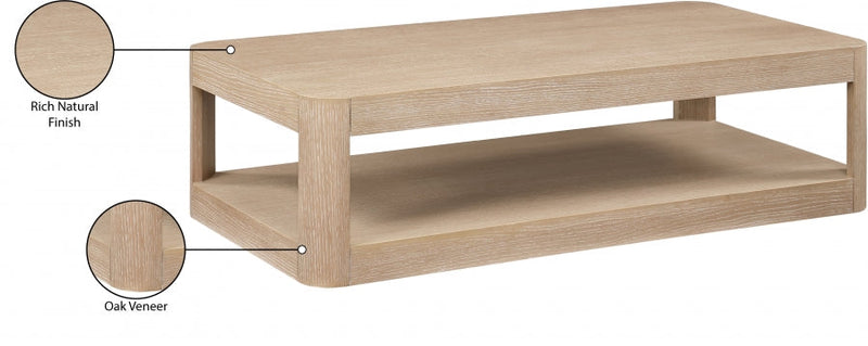 Reeves Solid Wood And Burl Veneer Coffee Table in Natural - 99068Oak-CT