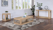 Reeves Solid Wood And Burl Veneer Coffee Table in Natural - 99068Oak-CT