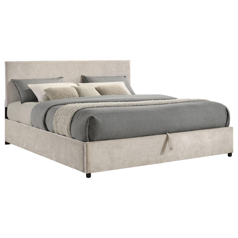 Reeves Upholstered Eastern King Lift-Top Storage Platform Bed Beige - 315918BGEKE