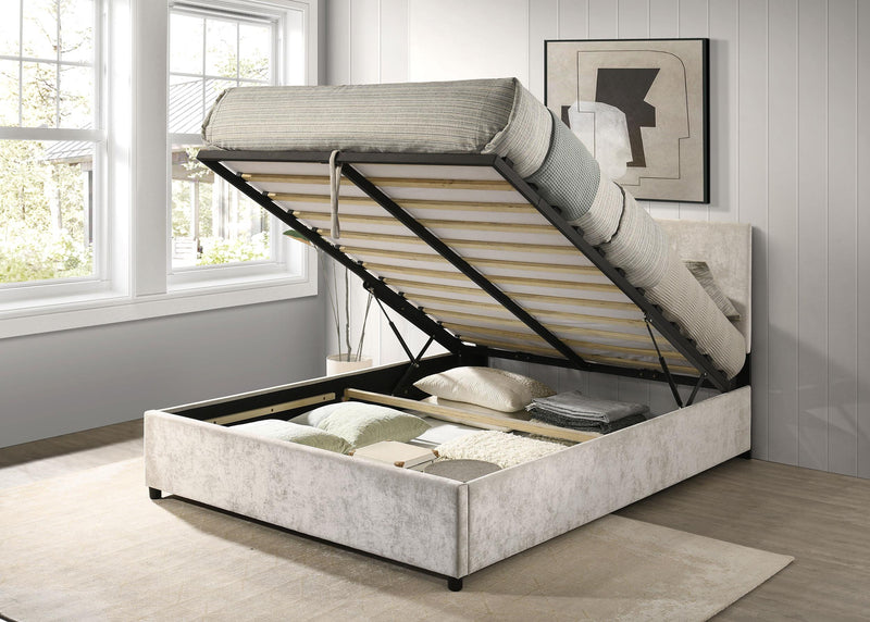 Reeves Upholstered Queen Lift-Top Storage Platform Bed Beige - 315918BGEQ