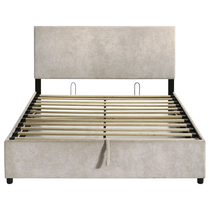 Reeves Upholstered Queen Lift-Top Storage Platform Bed Beige - 315918BGEQ