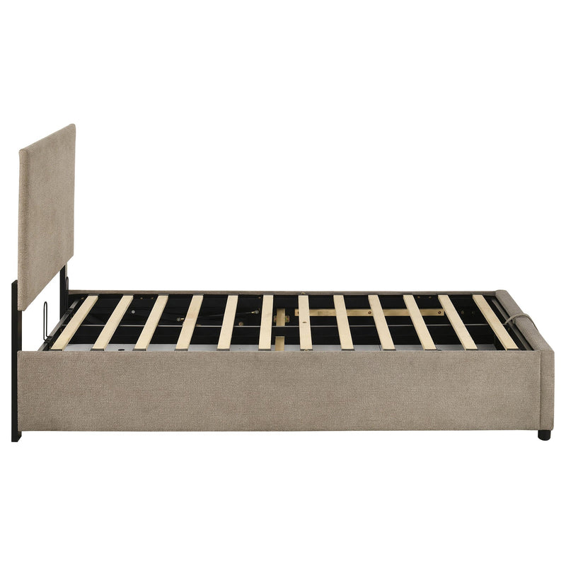 Reeves Upholstered Twin Lift-Top Storage Platform Bed Tan - 315918TANT