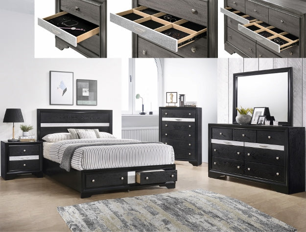 Regata Black King Head/Footboard Bk/Sil - B4670-K-HBFB