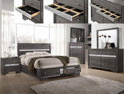 Regata Gray Queen Storage Platform Bed - Gate Furniture