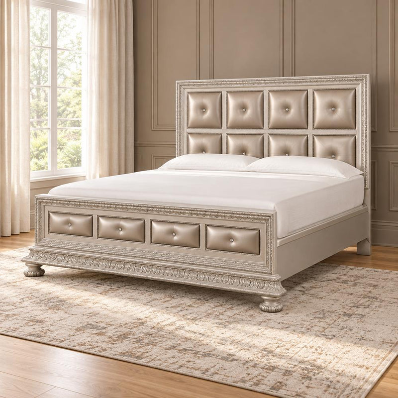 Regency - Cream Panel King Bed with Upholstered Headboard and Footboard Details - B346-K-Bed