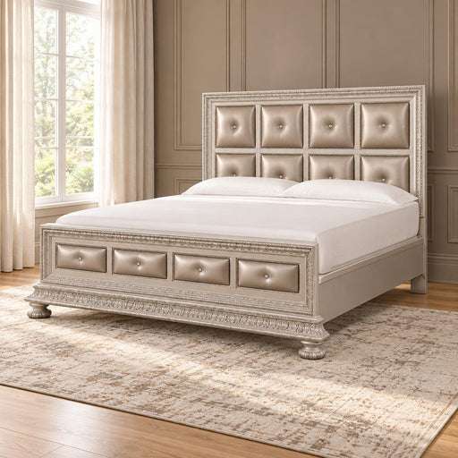 Regency - Cream Panel Queen Bed with Upholstered Headboard and Footboard Details - B346-Q-Bed