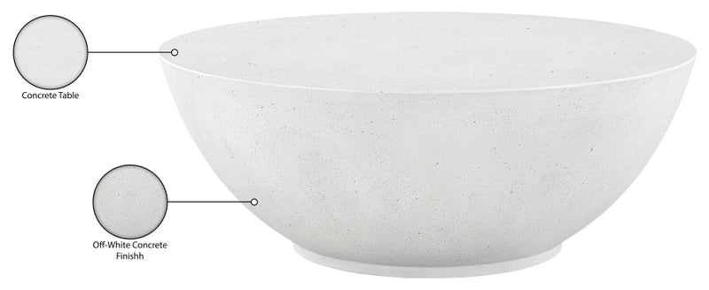 Reggio Concrete Indoor/Outdoor Coffee Table in White - 99040White-CT