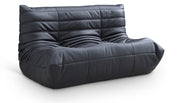 Relax 54.75" Vegan Leather Upholstered Loveseat in Black - 44063Black-L