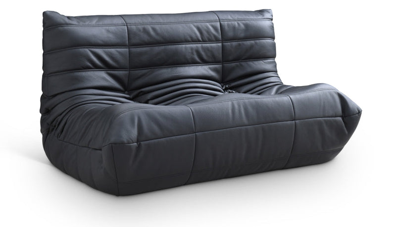 Relax 54.75" Vegan Leather Upholstered Loveseat in Black - 44063Black-L
