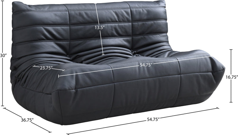 Relax 54.75" Vegan Leather Upholstered Loveseat in Black - 44063Black-L