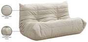 Relax 54.75" Vegan Leather Upholstered Loveseat in Cream - 44063Cream-L